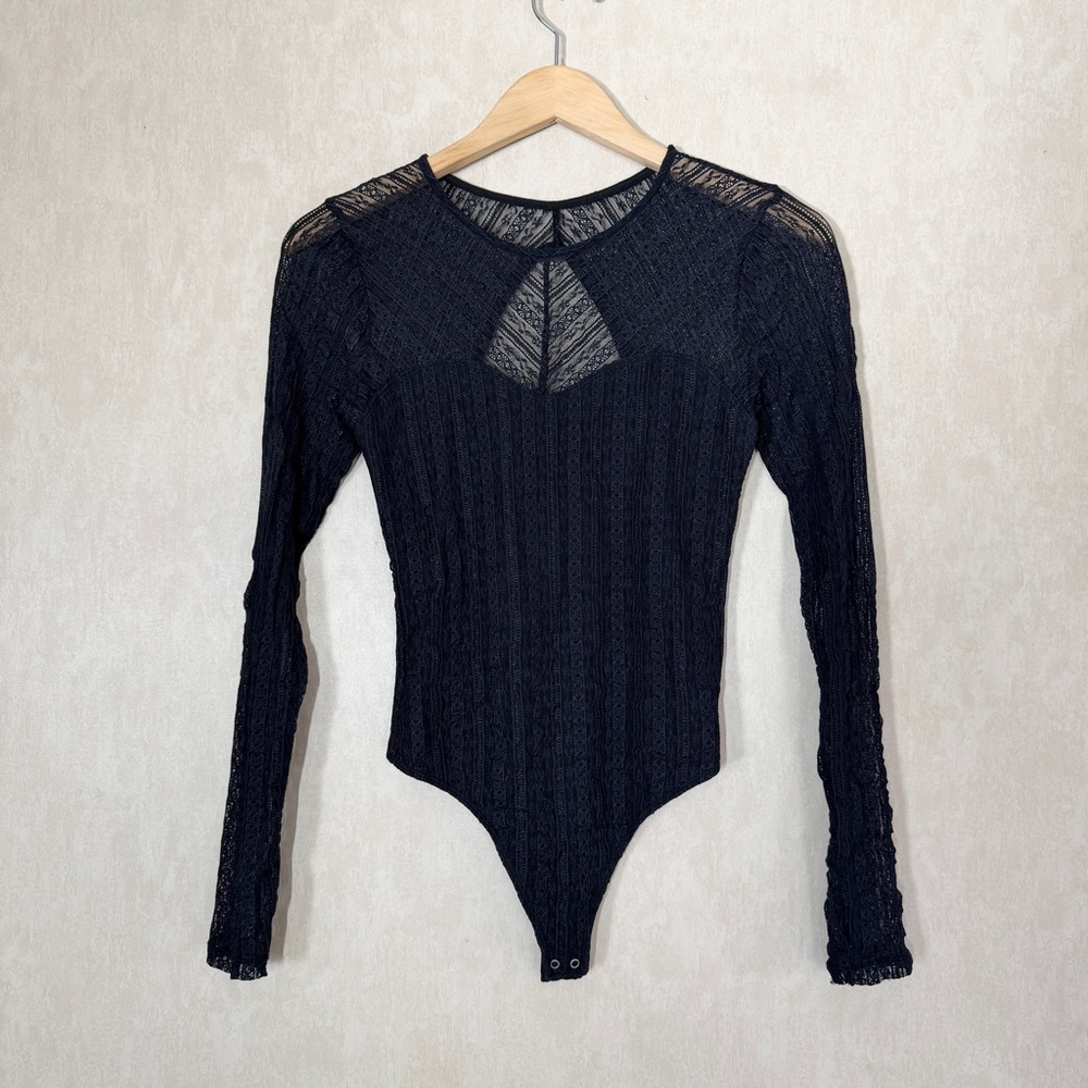 Abercrombie & Fitch Women’s Geometric Lace Cut Out Bodysuit in Black S